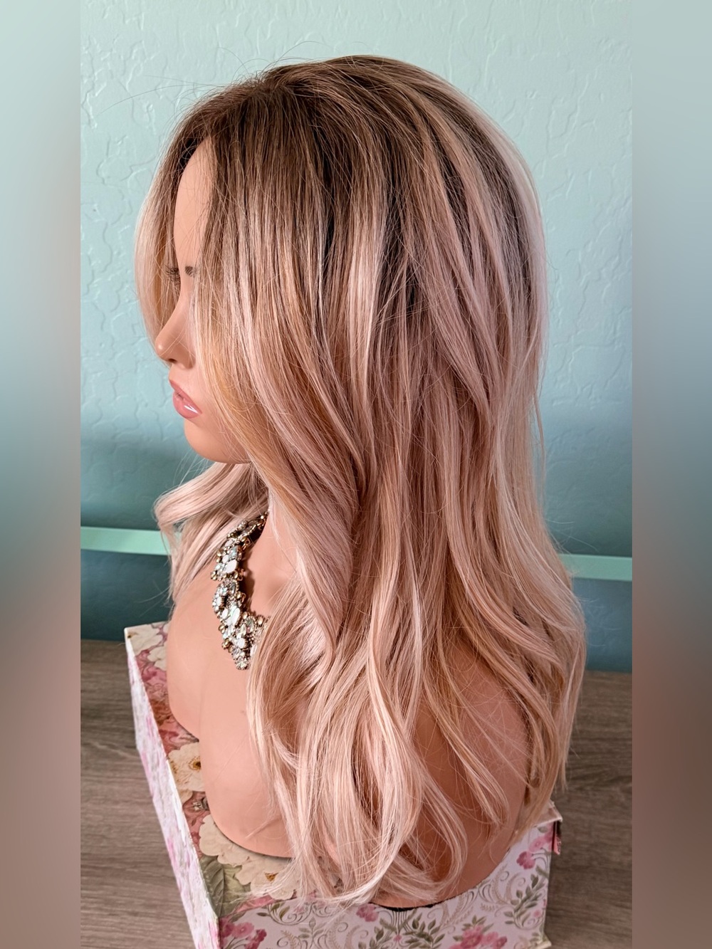 Layered Blonde Synthetic Wig with Soft Waves - Natural Buttery Blonde - Picture 3 of 7